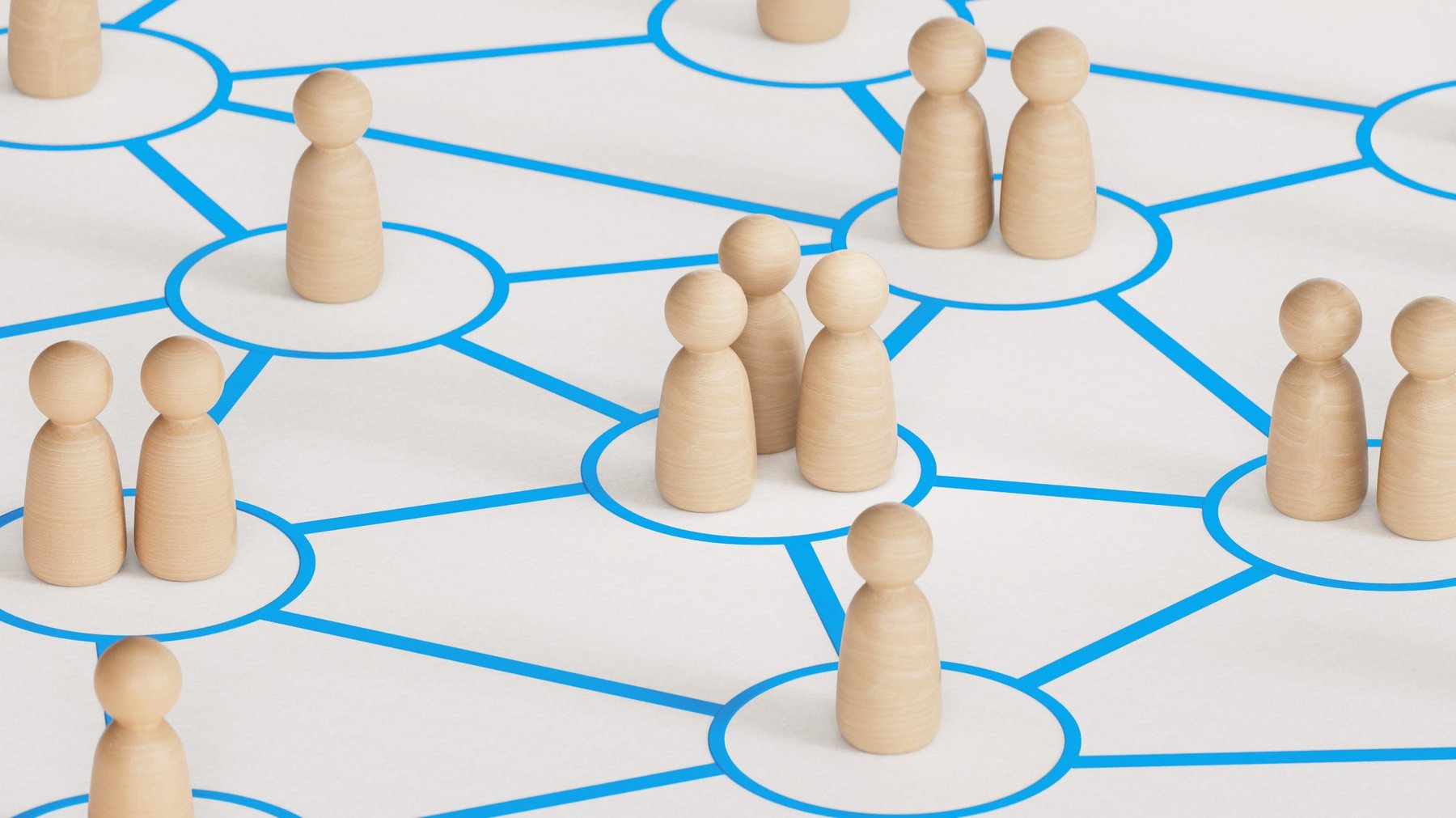 Vernetzte Mitglieder und Organisationen als Symbol für CRM für Verbände, NGOs und Universitäten zur zentralen Verwaltung von Kontakten und Beziehungen