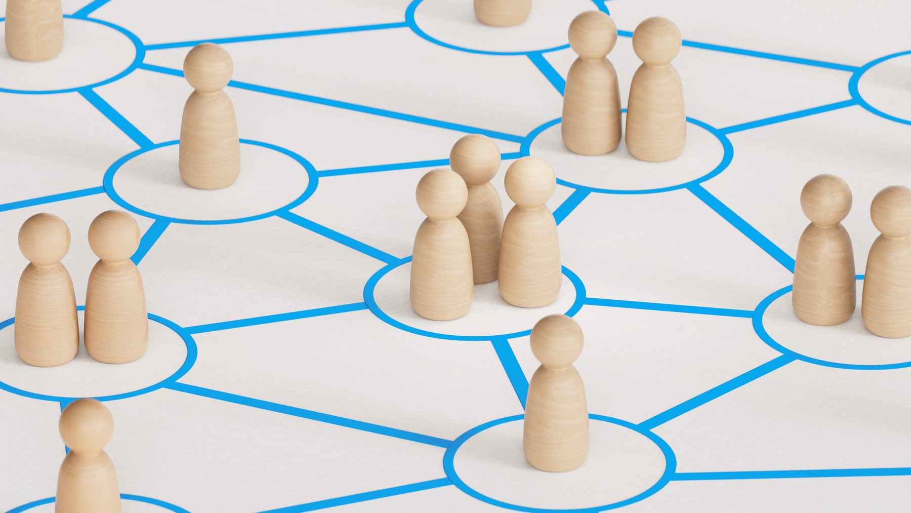 Vernetzte Mitglieder und Organisationen als Symbol für CRM für Verbände, NGOs und Universitäten zur zentralen Verwaltung von Kontakten und Beziehungen
